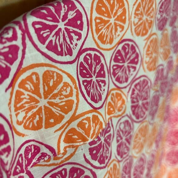 Foxcroft Pink and Orange Citrus Print Blouse 6P - Picture 9 of 14